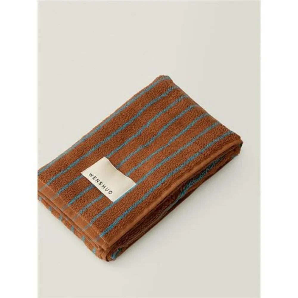 Caramel Striped Cotton Hand Towel Soft Absorbent Luxury Bathroom Face Towel